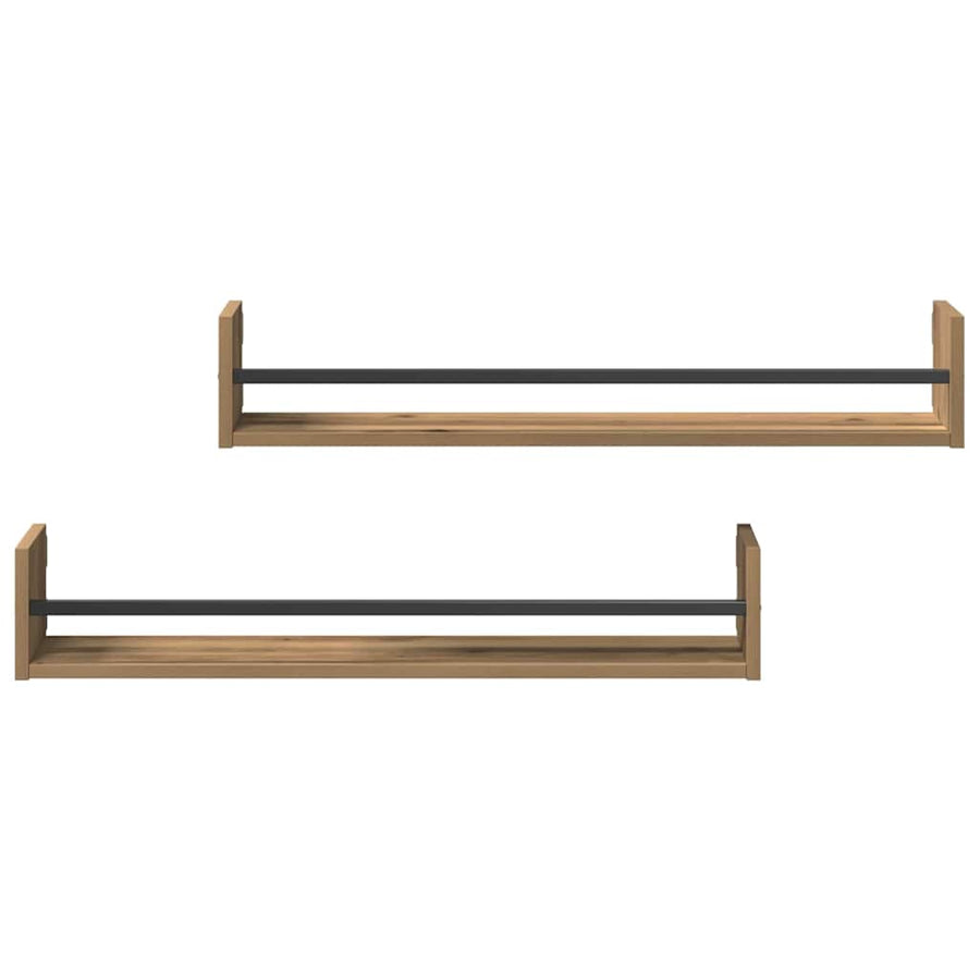 Wandplank Wandgemonteerd 2 pcs Artisan Eiken 80 x 16 x 14 cm