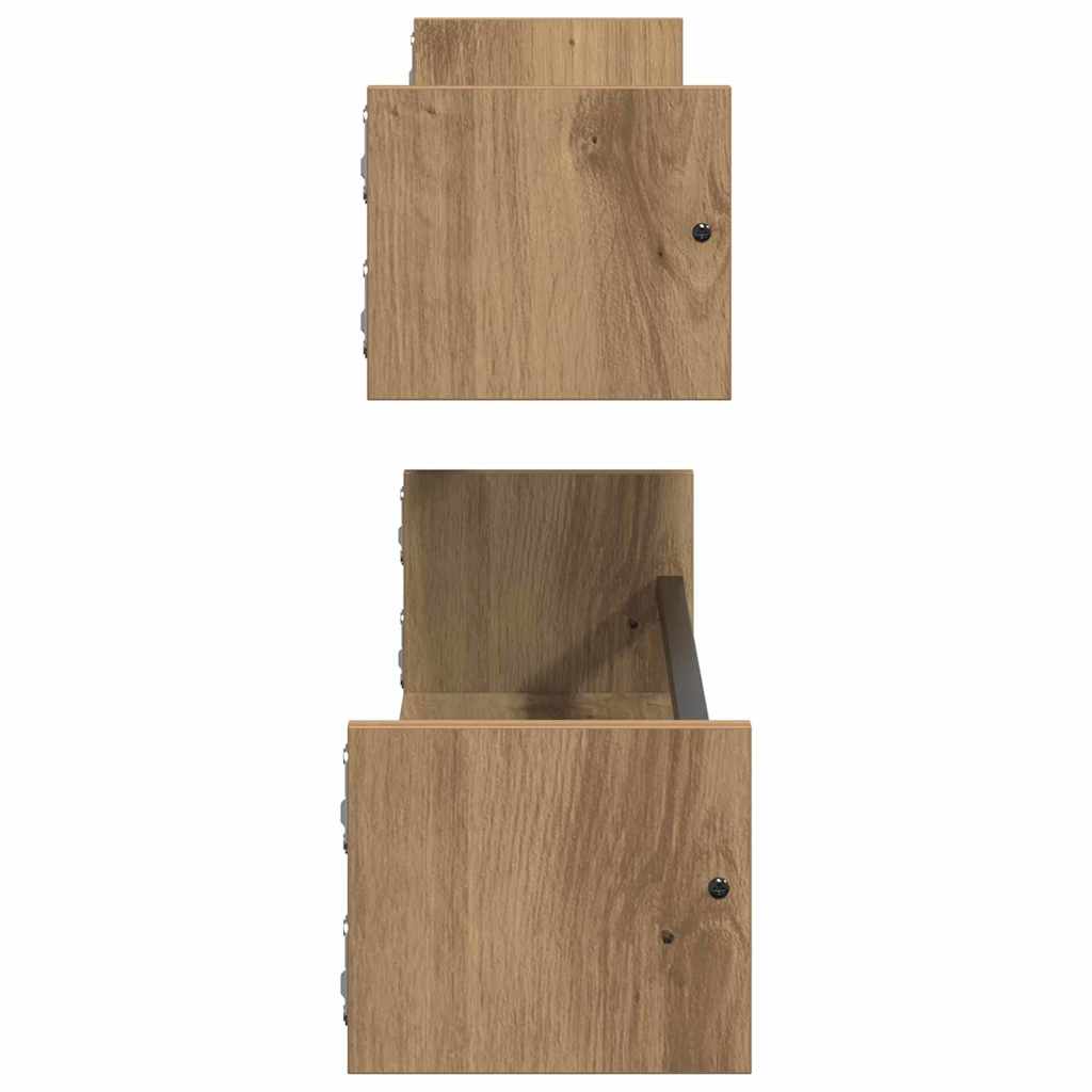 Wandplank Wandgemonteerd 2 pcs Artisan Eiken 80 x 16 x 14 cm