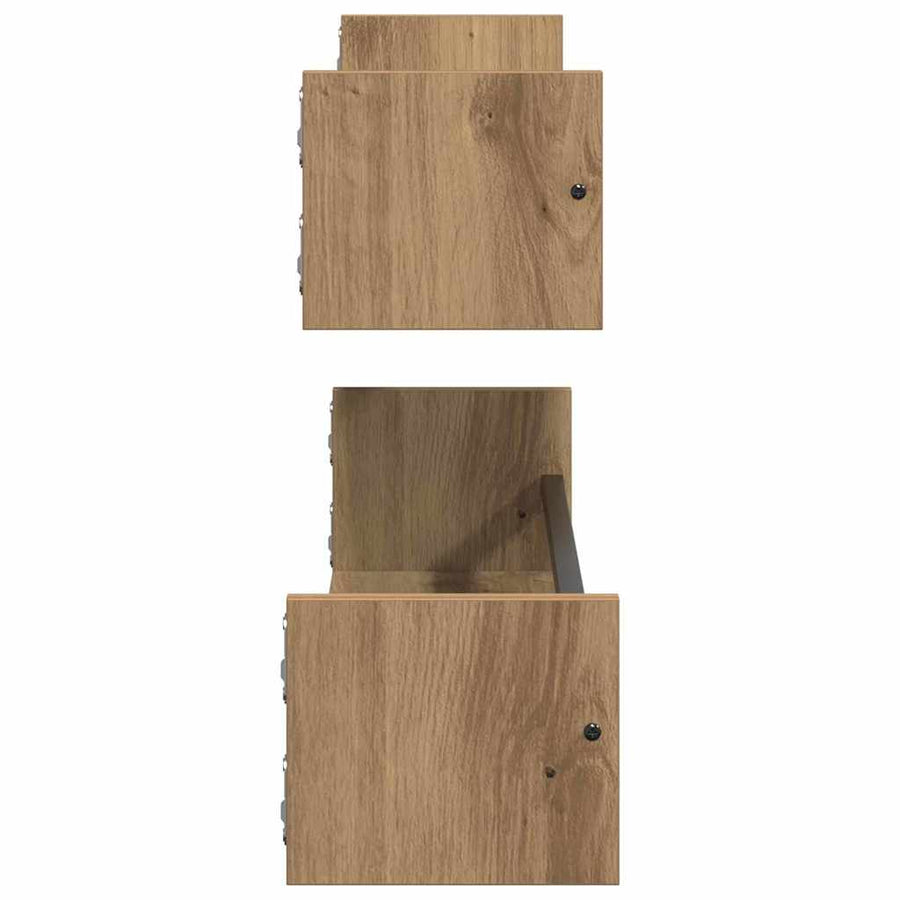 Wandplank Wandgemonteerd 2 pcs Artisan Eiken 80 x 16 x 14 cm