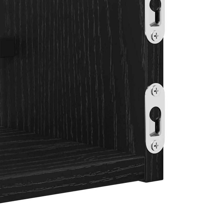 Wandplank Wandgemonteerd 2 pcs Zwart Eiken 80 x 16 x 14 cm