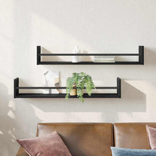 Wandplank Wandgemonteerd 2 pcs Zwart Eiken 80 x 16 x 14 cm