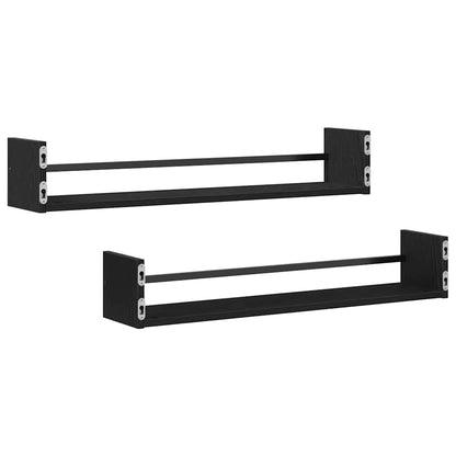 Wandplank Wandgemonteerd 2 pcs Zwart Eiken 80 x 16 x 14 cm