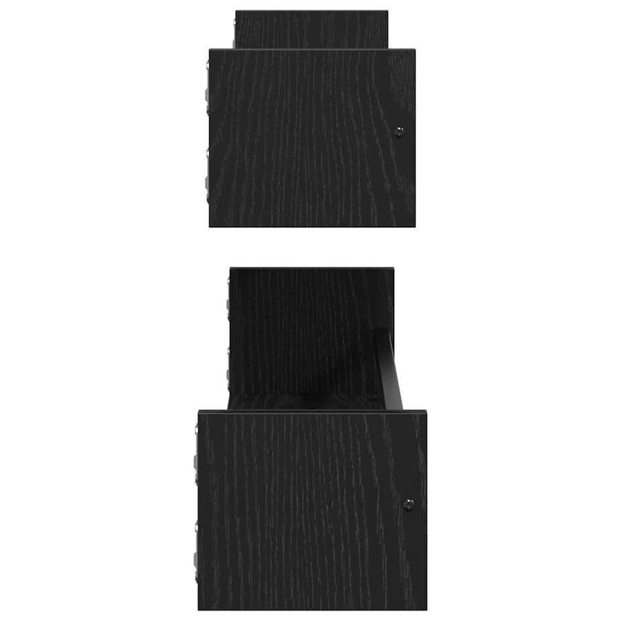 Wandplank Wandgemonteerd 2 pcs Zwart Eiken 80 x 16 x 14 cm