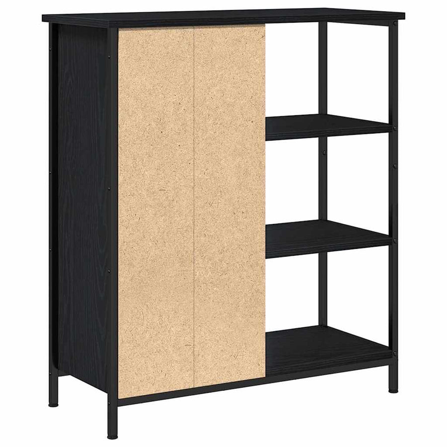 Dressoir 70X30X80 Cm Bewerkt Hout Kleurig Zwart eiken