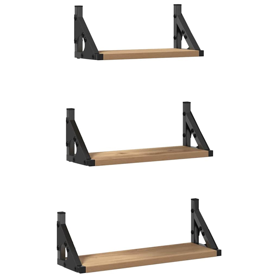 Wandplank Wandgemonteerd met opslag 3 pcs Rook Eik