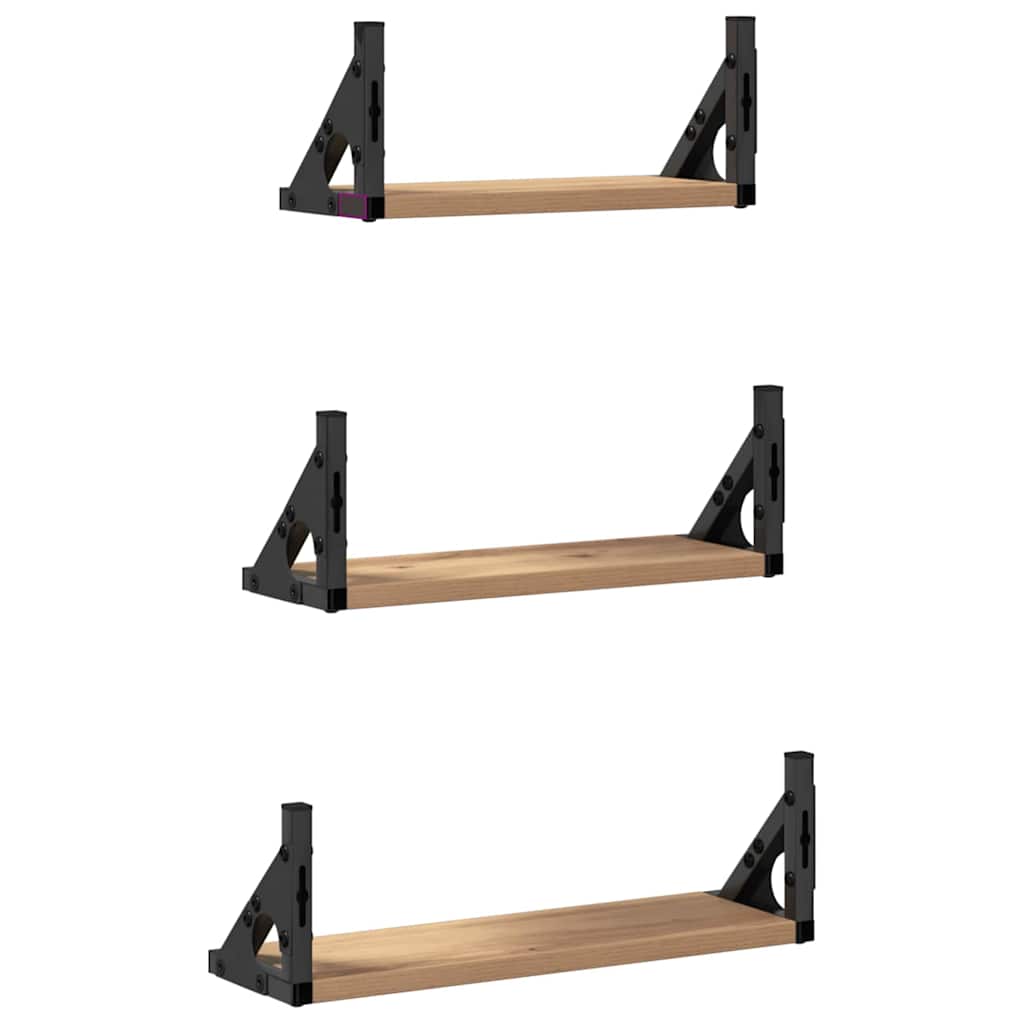 Wandplank Wandgemonteerd met opslag 3 pcs Rook Eik