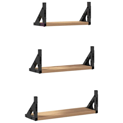 Wandplank Wandgemonteerd met opslag 3 pcs Rook Eik