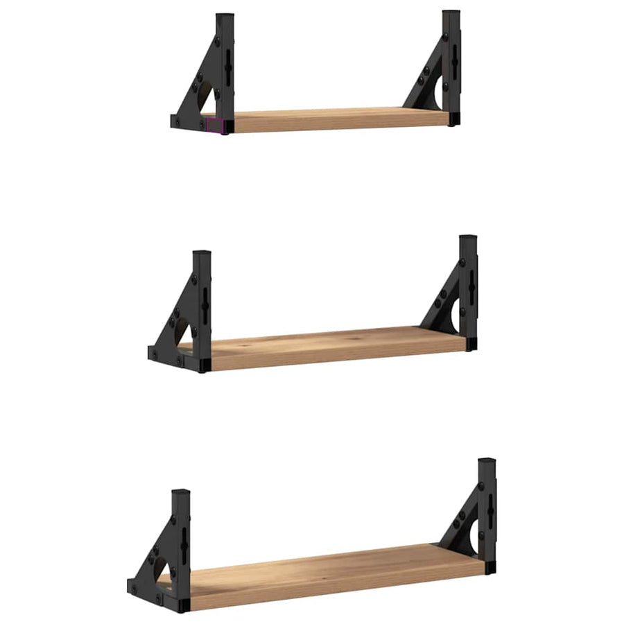 Wandplank Wandgemonteerd met opslag 3 pcs Rook Eik