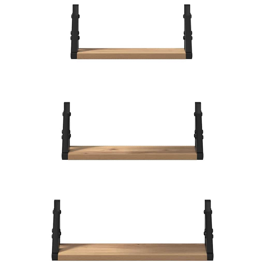 Wandplank Wandgemonteerd met opslag 3 pcs Rook Eik