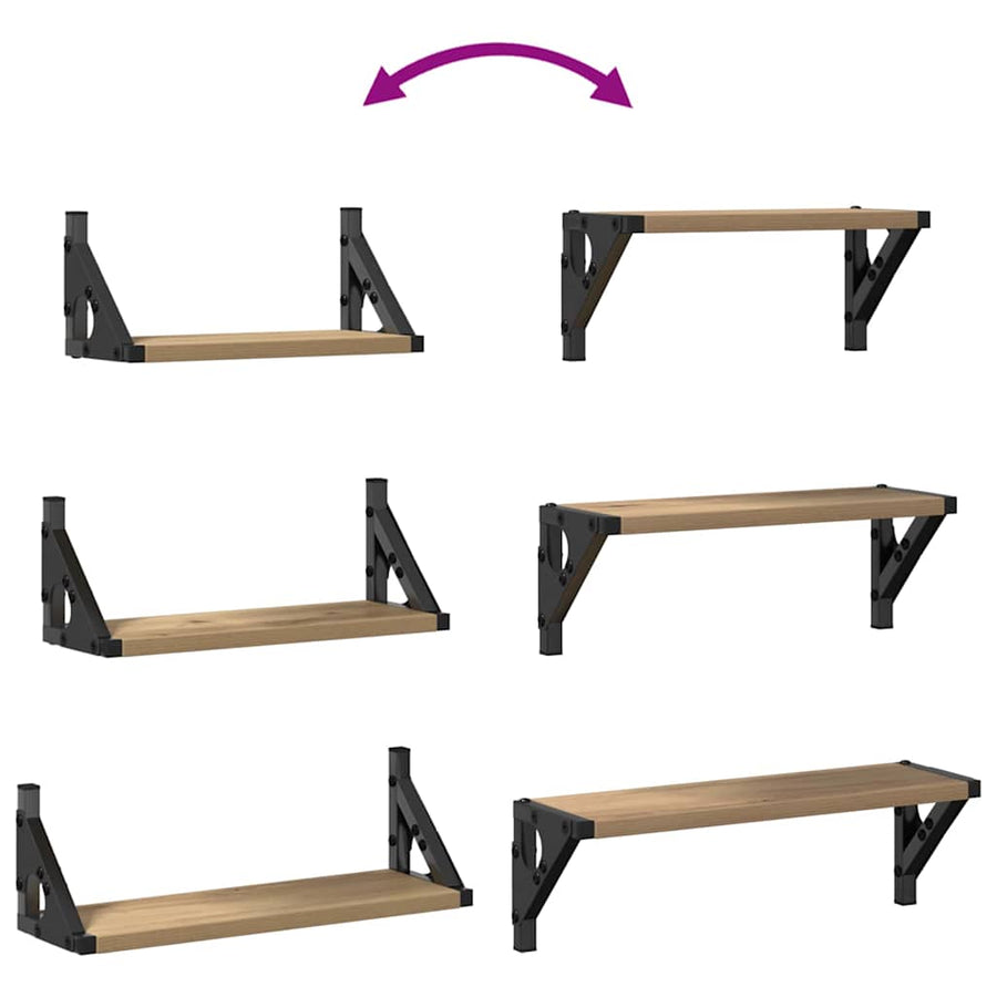 Wandplank Wandgemonteerd met opslag 3 pcs Rook Eik