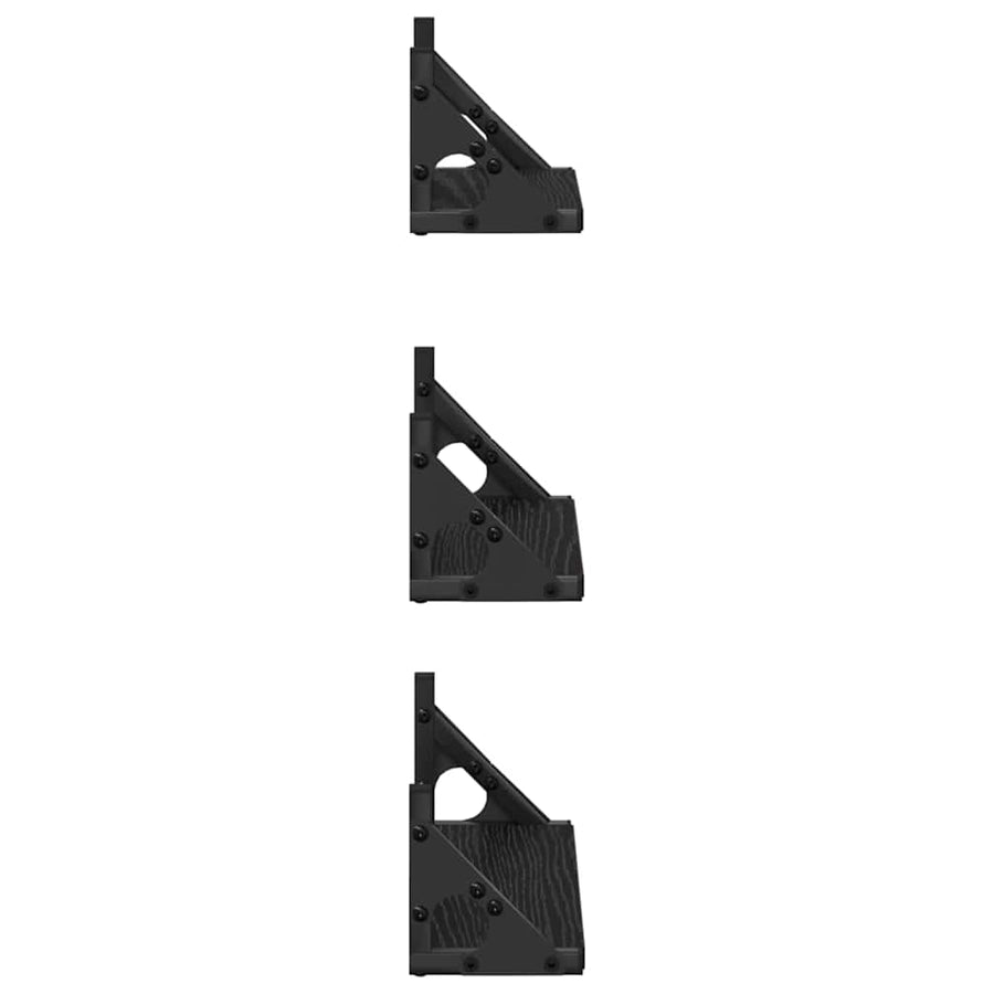 Wandplank Wandgemonteerd met opslag 3 pcs Zwart Eiken