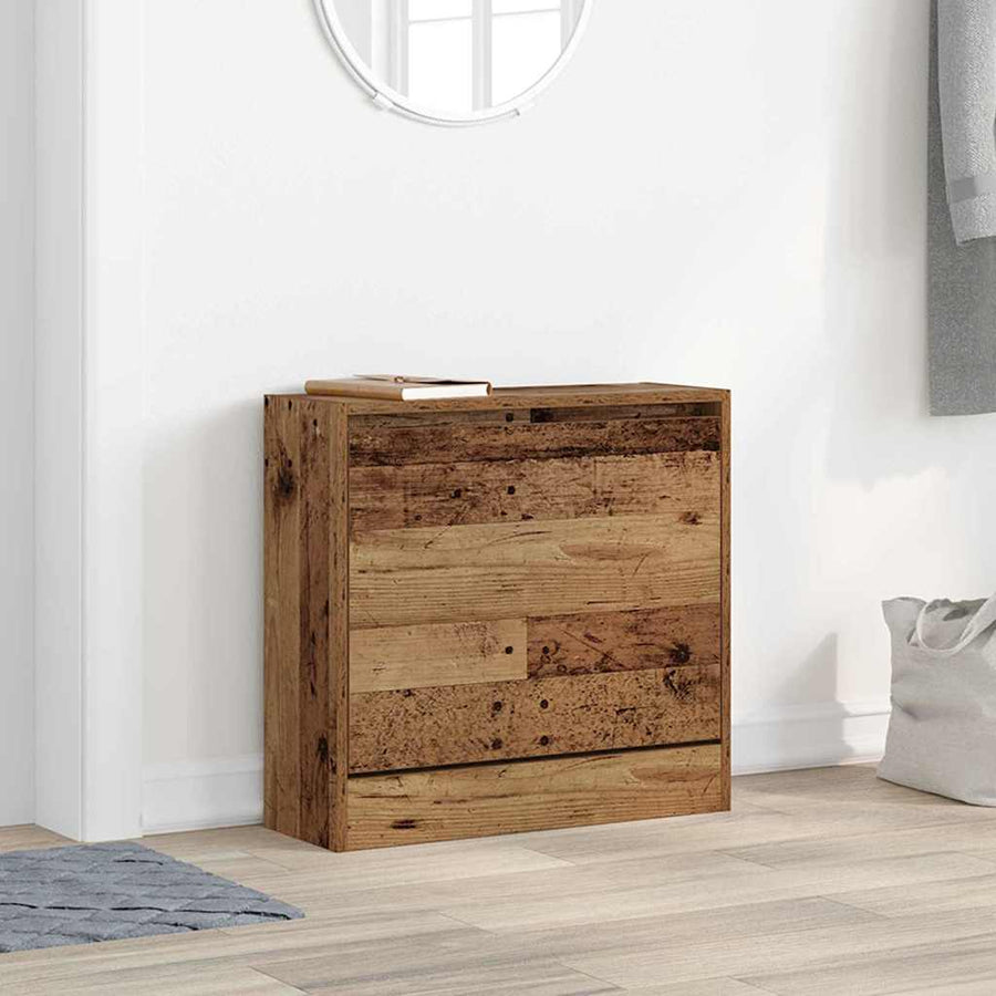 Schoenenkast met plank Oudhout 60 x 21 x 57 cm Bewerkt hout