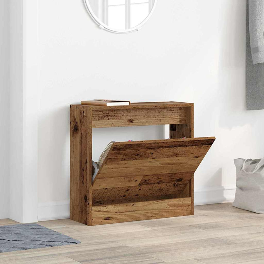 Schoenenkast met plank Oudhout 60 x 21 x 57 cm Bewerkt hout