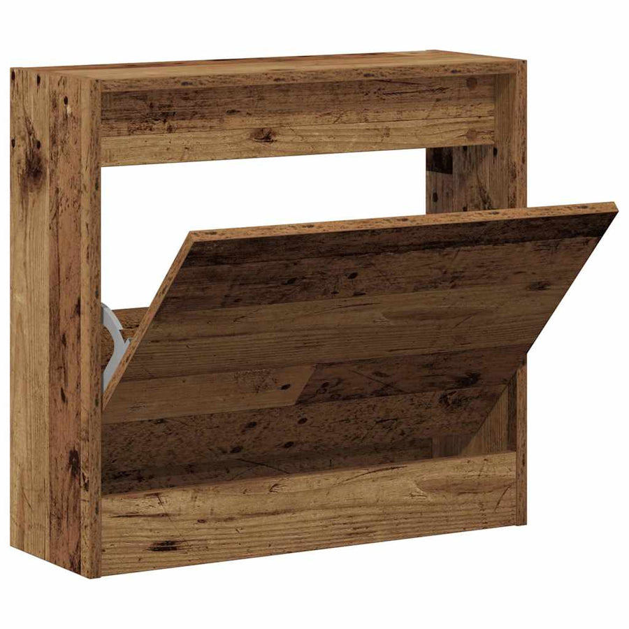 Schoenenkast met plank Oudhout 60 x 21 x 57 cm Bewerkt hout