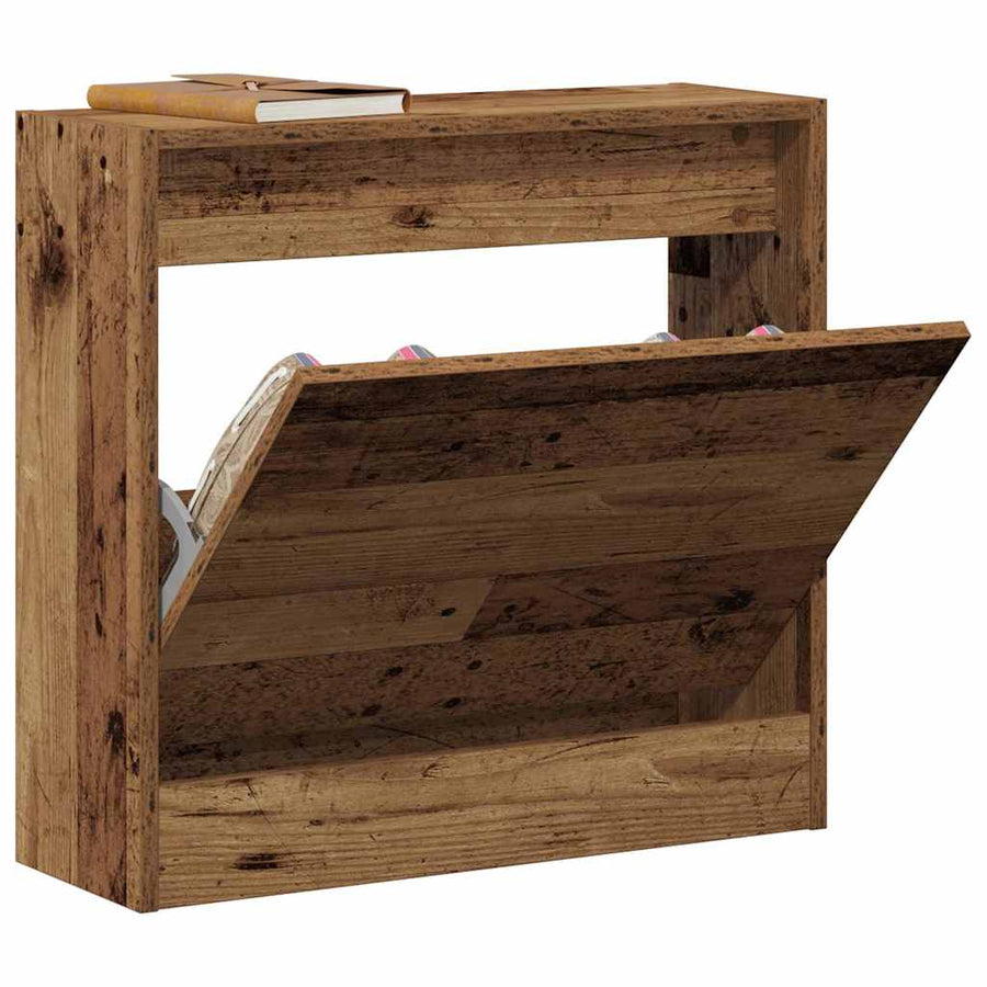 Schoenenkast met plank Oudhout 60 x 21 x 57 cm Bewerkt hout