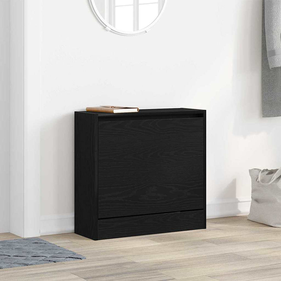 Schoenenkast met plank Zwart Eiken 60 x 21 x 57 cm Bewerkt hout