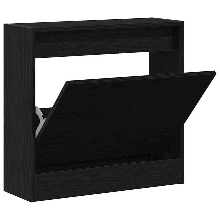 Schoenenkast met plank Zwart Eiken 60 x 21 x 57 cm Bewerkt hout