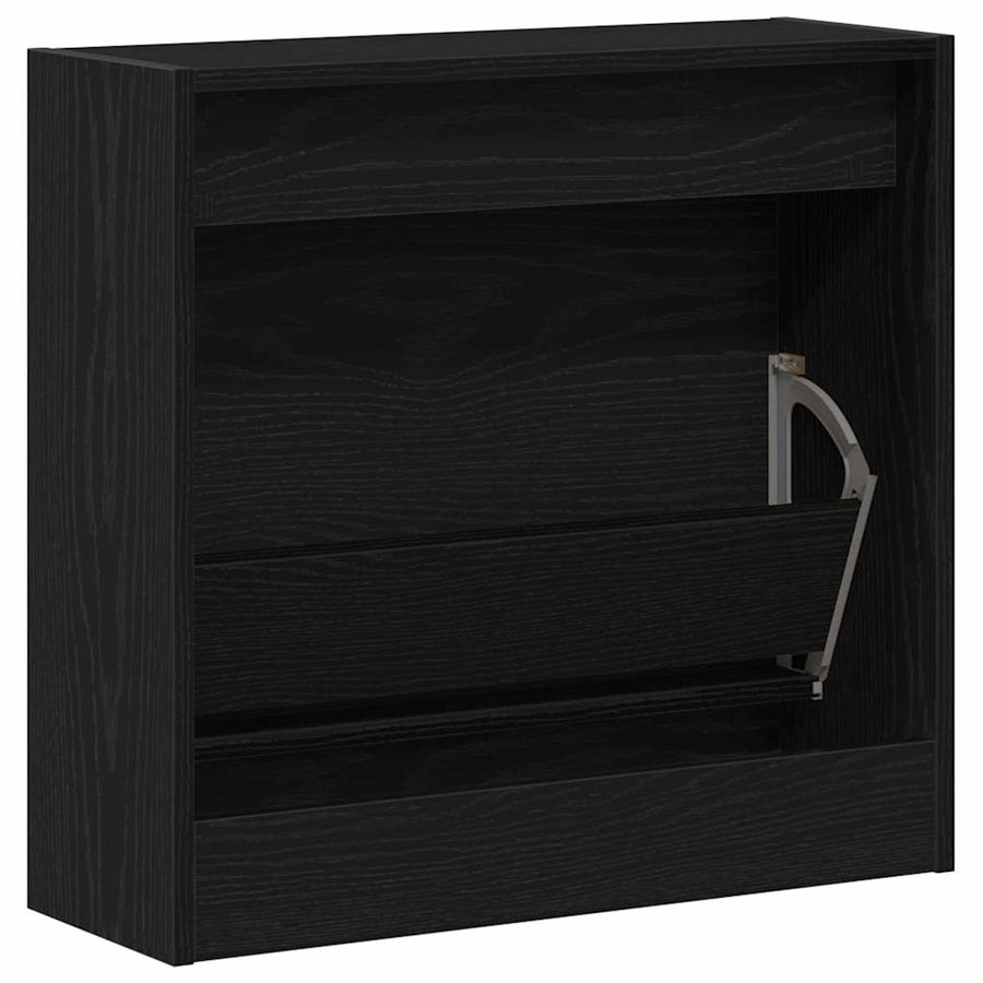 Schoenenkast met plank Zwart Eiken 60 x 21 x 57 cm Bewerkt hout