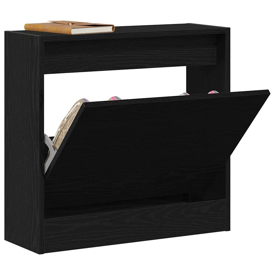 Schoenenkast met plank Zwart Eiken 60 x 21 x 57 cm Bewerkt hout