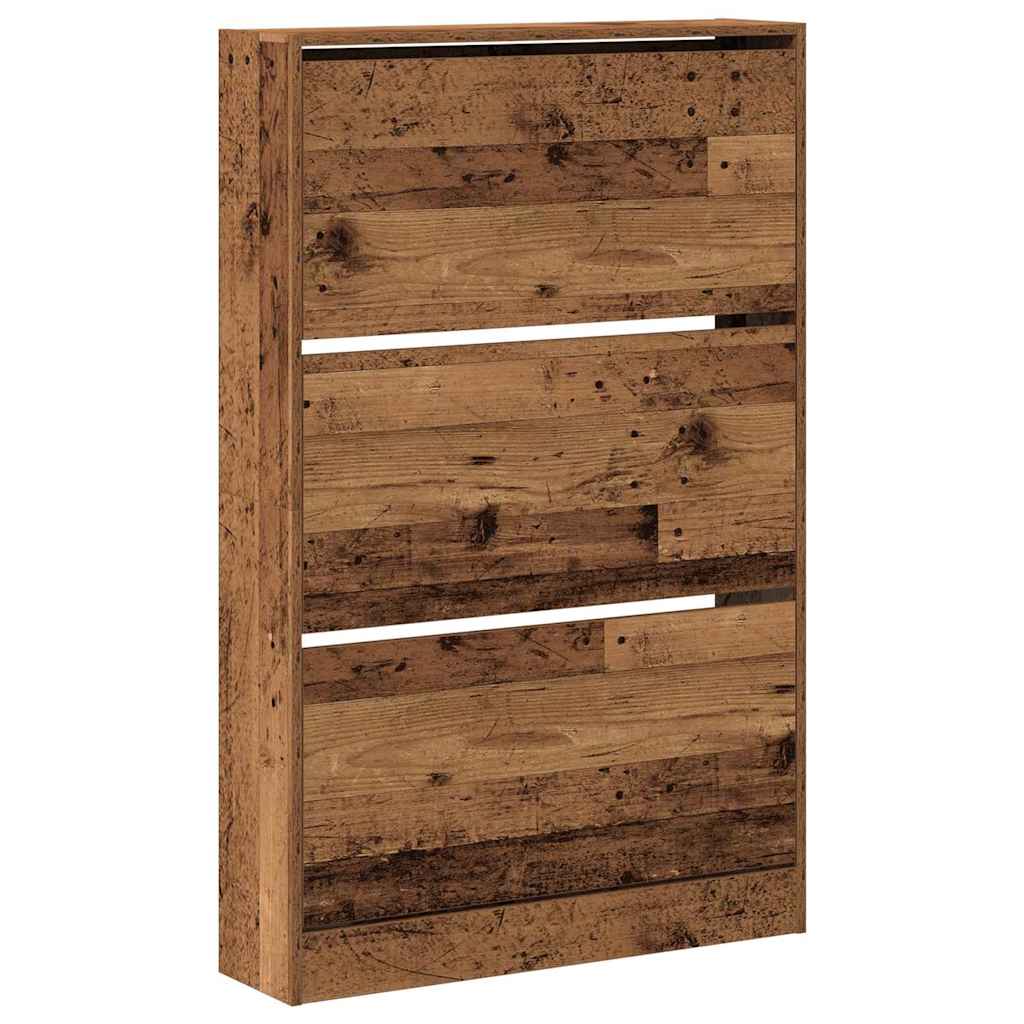 Schoenenkast met plank Oudhout 80 x 21 x 125,5 cm Bewerkt hout
