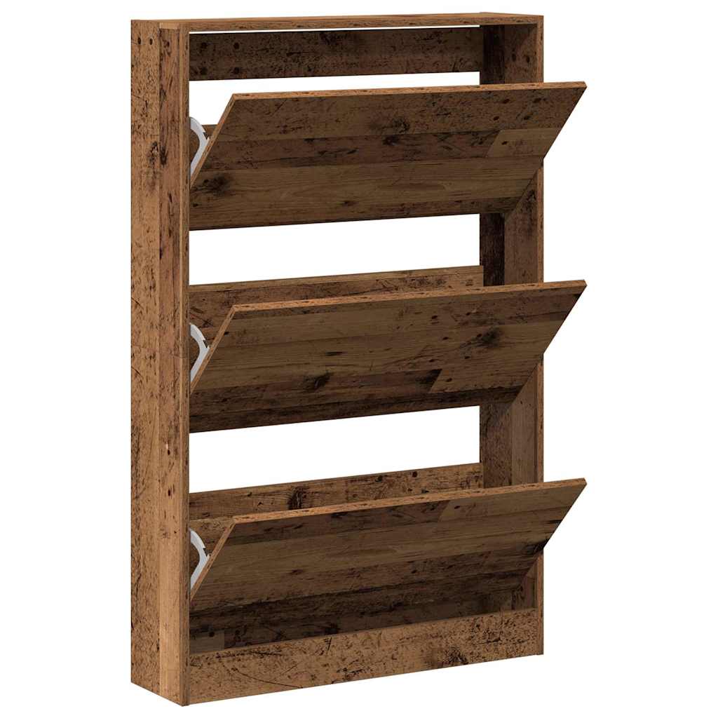 Schoenenkast met plank Oudhout 80 x 21 x 125,5 cm Bewerkt hout