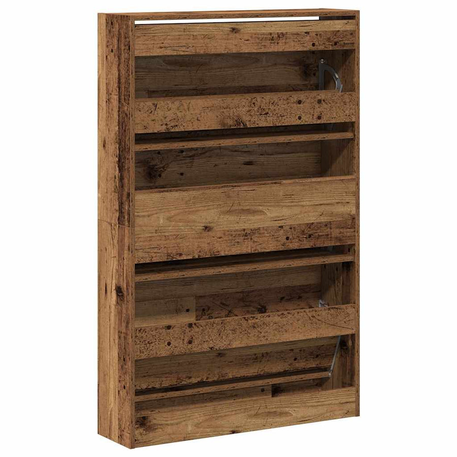 Schoenenkast met plank Oudhout 80 x 21 x 125,5 cm Bewerkt hout