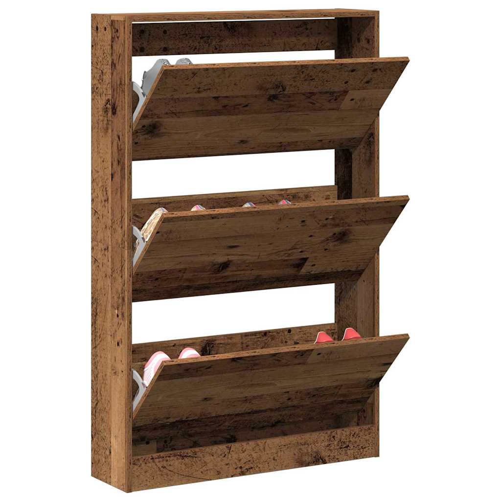Schoenenkast met plank Oudhout 80 x 21 x 125,5 cm Bewerkt hout