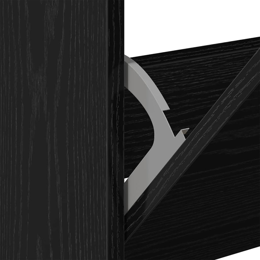 Schoenenkast Zwart Eiken 80 x 21 x 125,5 cm Bewerkt hout