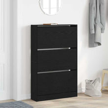 Schoenenkast Zwart Eiken 80 x 21 x 125,5 cm Bewerkt hout