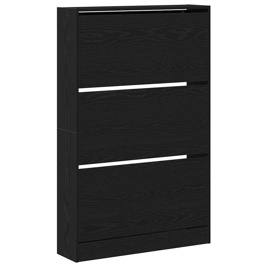 Schoenenkast Zwart Eiken 80 x 21 x 125,5 cm Bewerkt hout