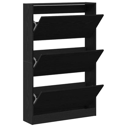 Schoenenkast Zwart Eiken 80 x 21 x 125,5 cm Bewerkt hout