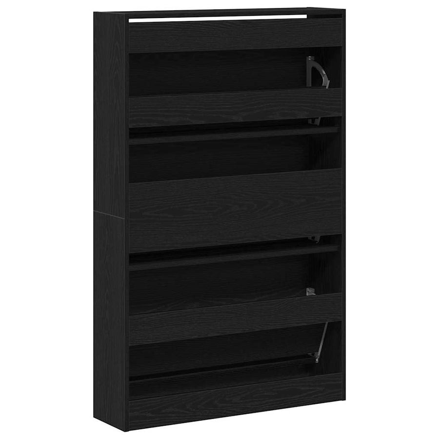 Schoenenkast Zwart Eiken 80 x 21 x 125,5 cm Bewerkt hout