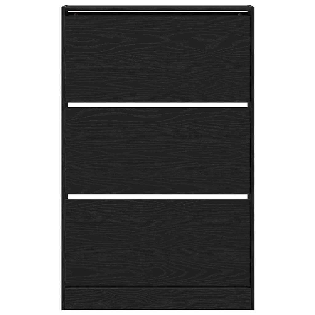 Schoenenkast Zwart Eiken 80 x 21 x 125,5 cm Bewerkt hout