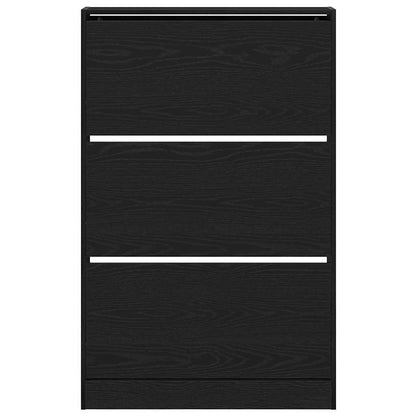 Schoenenkast Zwart Eiken 80 x 21 x 125,5 cm Bewerkt hout