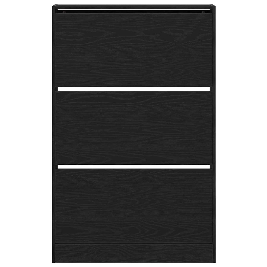 Schoenenkast Zwart Eiken 80 x 21 x 125,5 cm Bewerkt hout