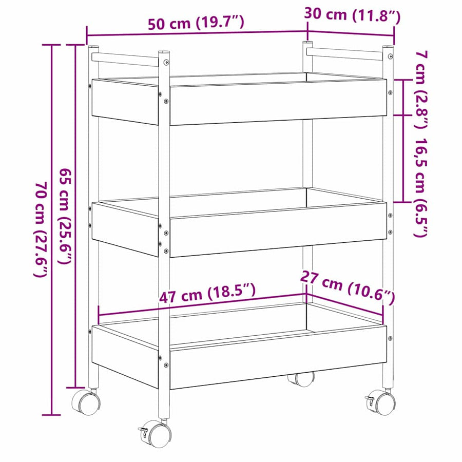 Keuken Trolley Artisan Eiken 50 x 30 x 70 cm Bewerkt hout