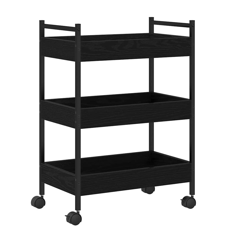 Keuken Trolley Zwart eiken 50 x 30 x 70 cm Bewerkt hout