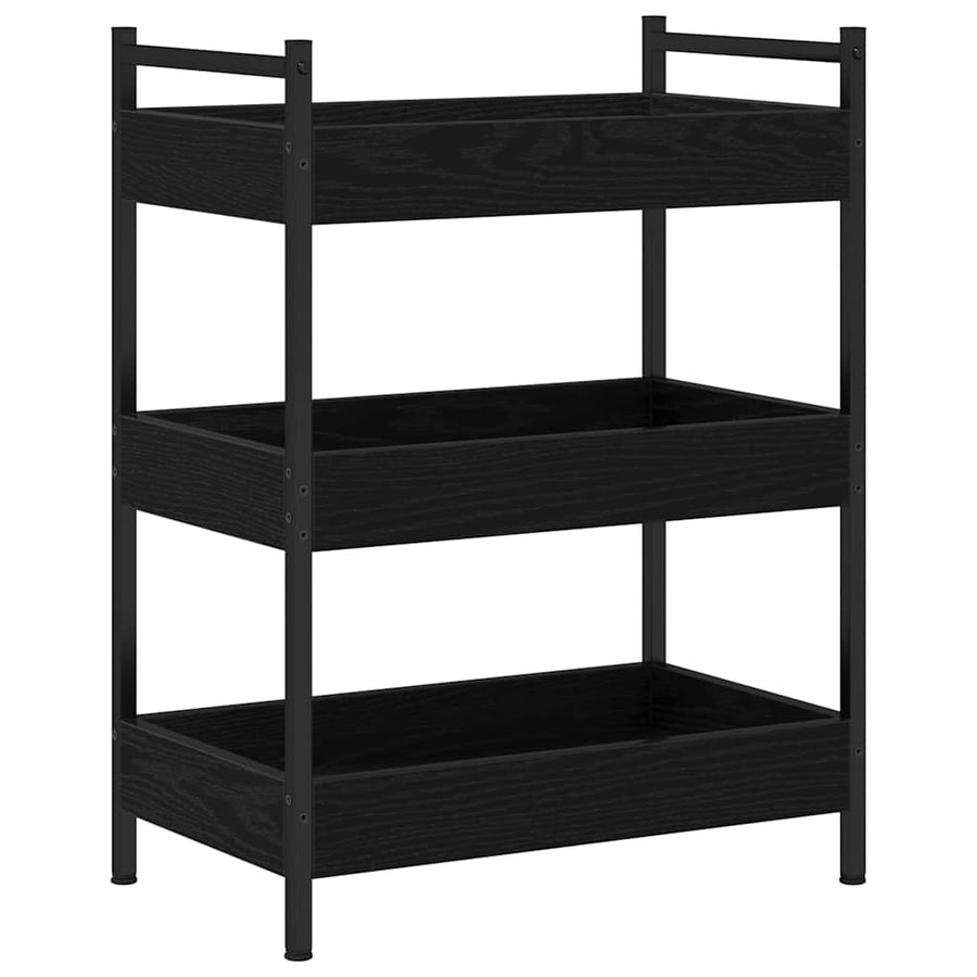 Keuken Trolley Zwart eiken 50 x 30 x 70 cm Bewerkt hout