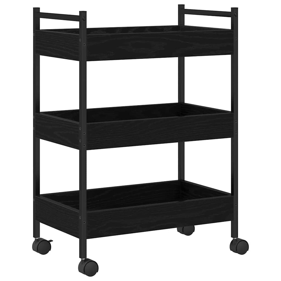 Keuken Trolley Zwart eiken 50 x 30 x 70 cm Bewerkt hout