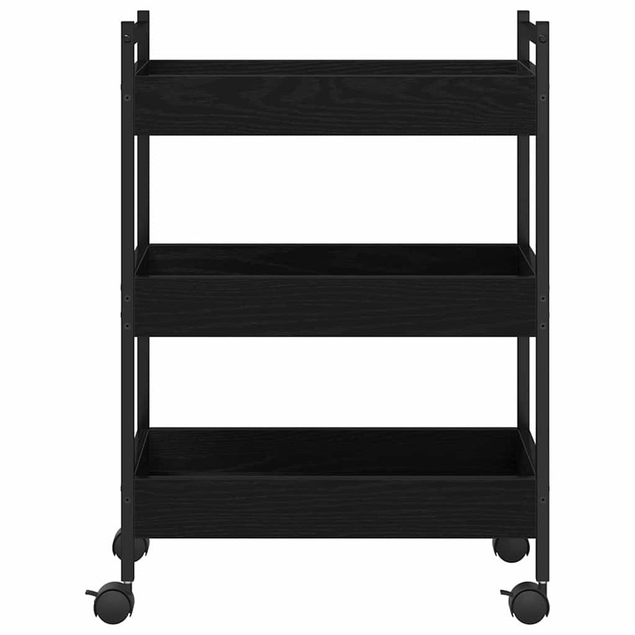 Keuken Trolley Zwart eiken 50 x 30 x 70 cm Bewerkt hout