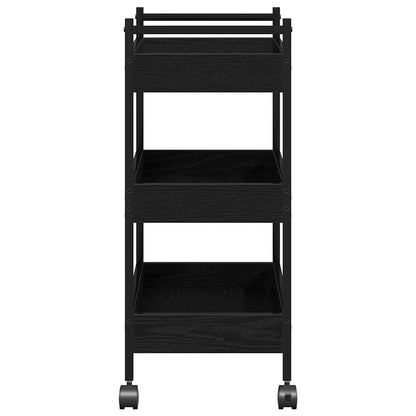 Keuken Trolley Zwart eiken 50 x 30 x 70 cm Bewerkt hout