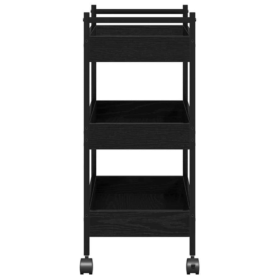 Keuken Trolley Zwart eiken 50 x 30 x 70 cm Bewerkt hout