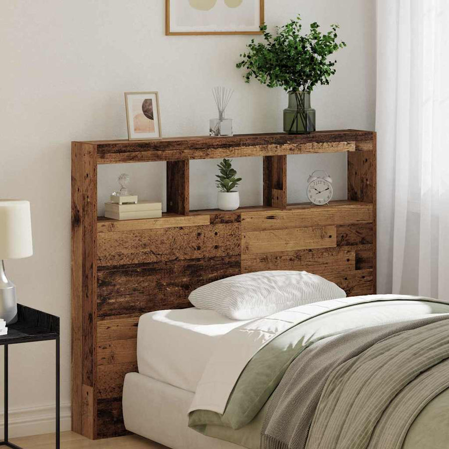 Hoofdbord met plank Oud Hout 120 x 17 x 102 cm Bewerkt hout