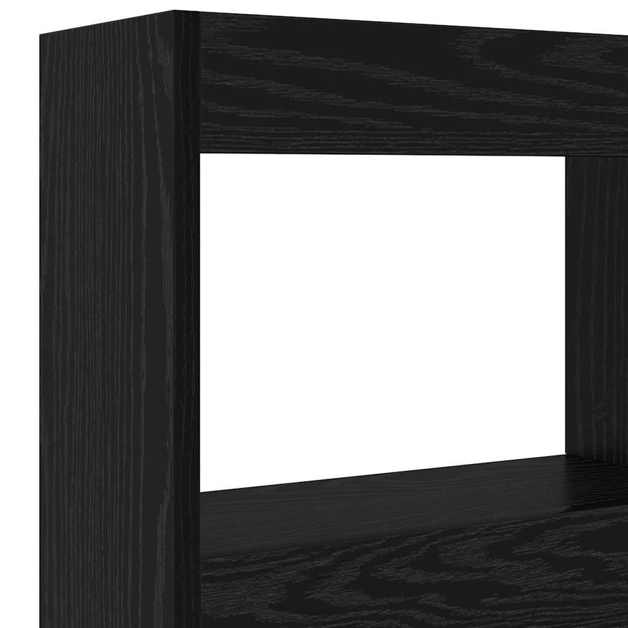 Hoofdbord met plank Zwart Eiken 120 x 17 x 102 cm Bewerkt hout