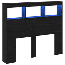 Hoofdbord met plank Zwart Eiken 120 x 17 x 102 cm Bewerkt hout