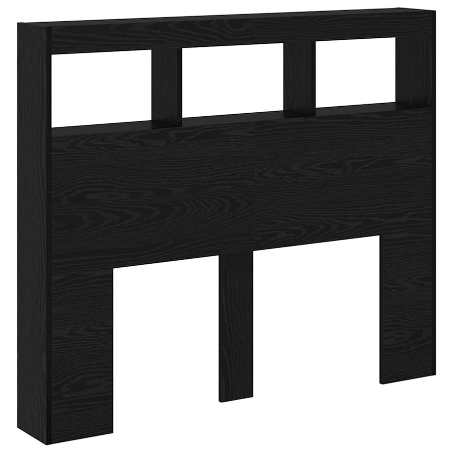 Hoofdbord met plank Zwart Eiken 120 x 17 x 102 cm Bewerkt hout