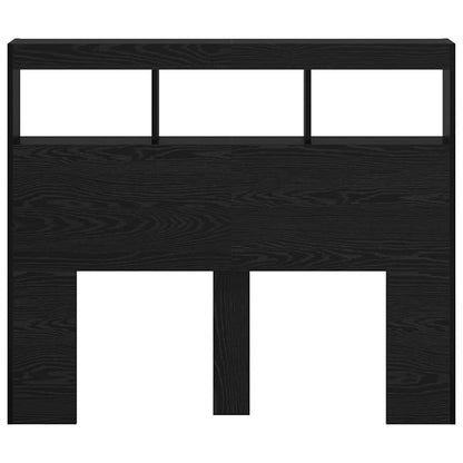 Hoofdbord met plank Zwart Eiken 120 x 17 x 102 cm Bewerkt hout