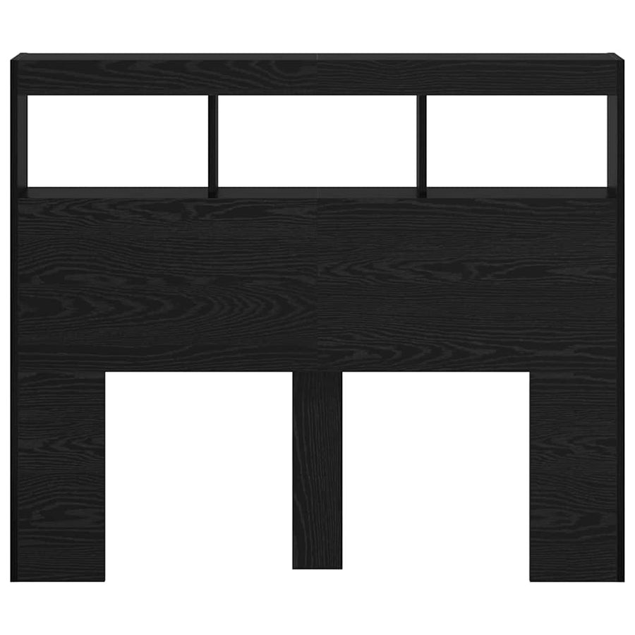 Hoofdbord met plank Zwart Eiken 120 x 17 x 102 cm Bewerkt hout