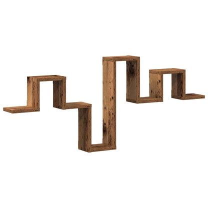 Wandplank Wandgemonteerd met opslag Oudhout 104.5 x 43 x 10 cm