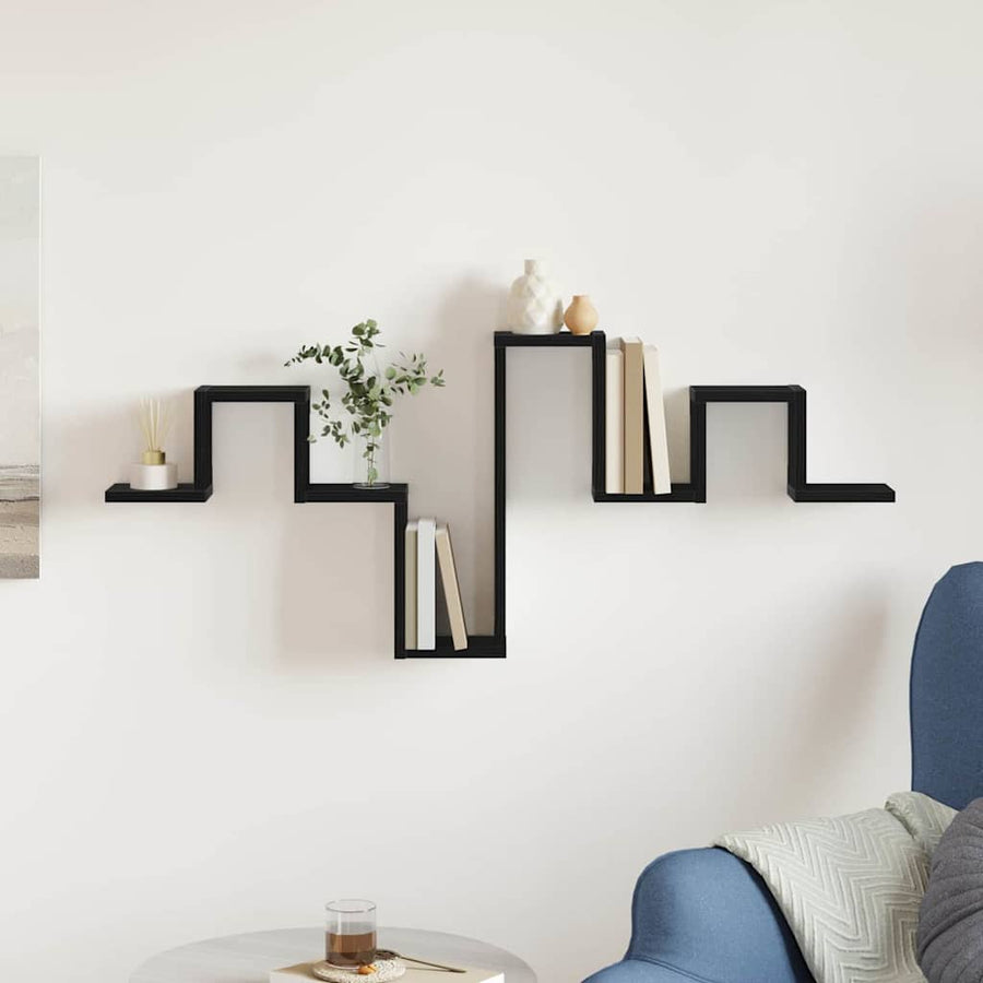 Wandplank Wandgemonteerd Zwart Eiken 104.5 x 43 x 10 cm